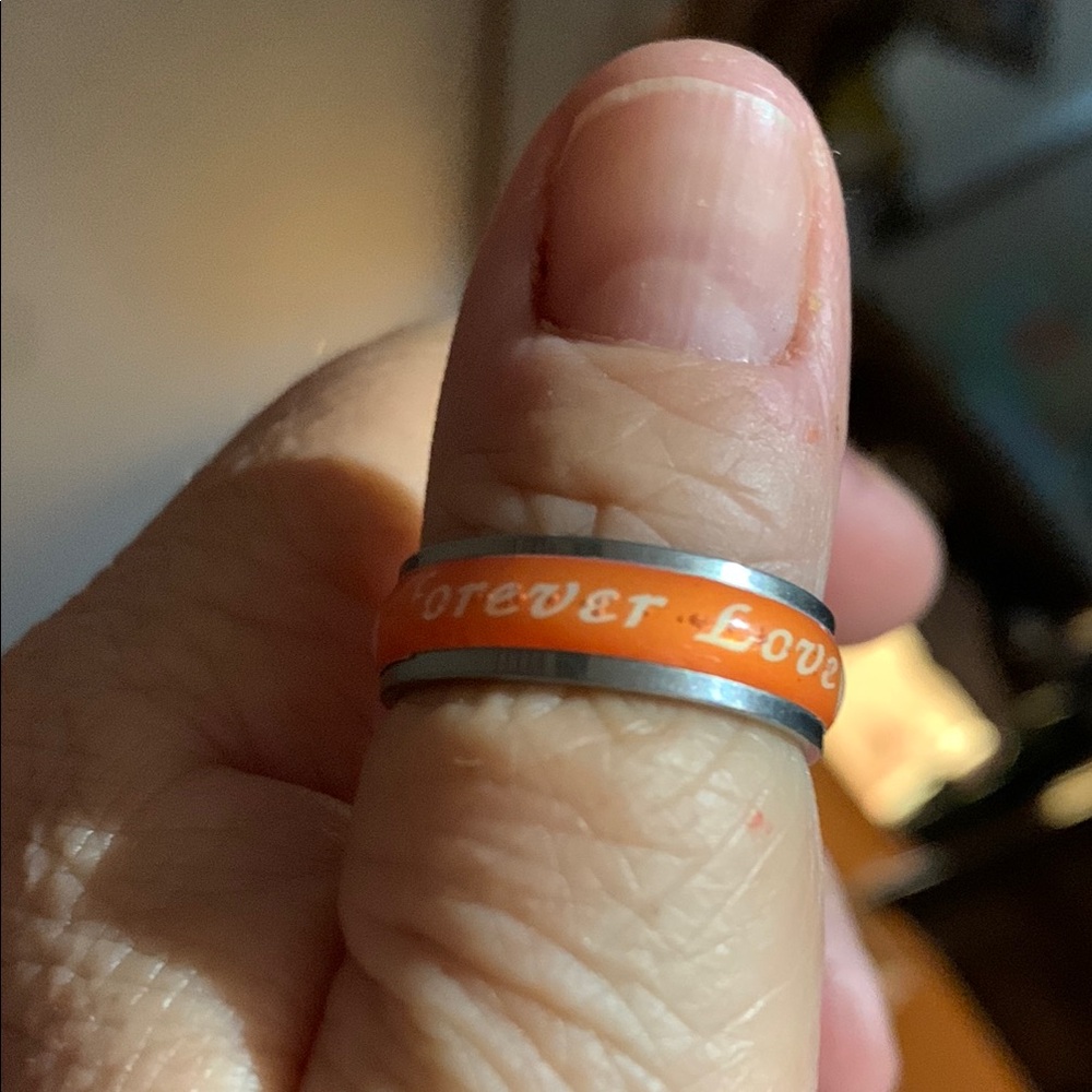 Orange and Silver 'Forever Love' Ring